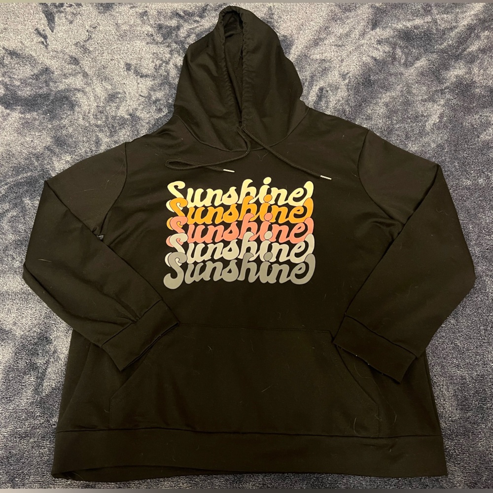 Black Hoodie with Multicolor Sunshine Print